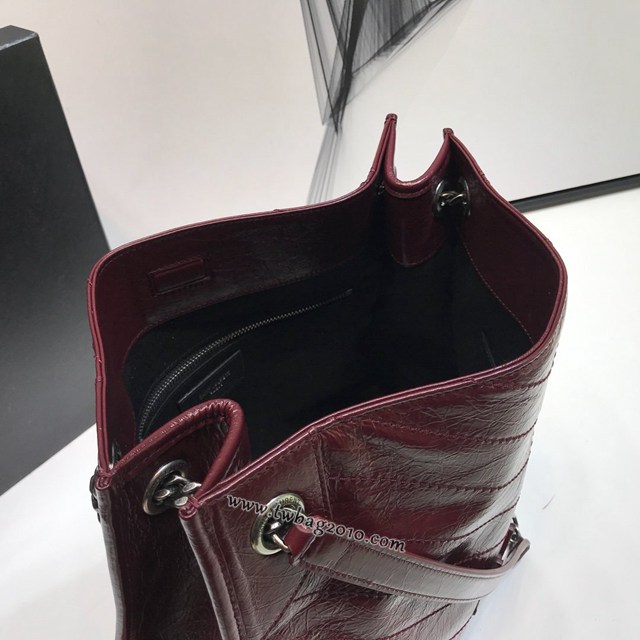 YSL专柜款女包 聖羅蘭經典款爆裂紋羊皮聖羅蘭印花手提包 YSL折疊購物袋手袋  jjh1039